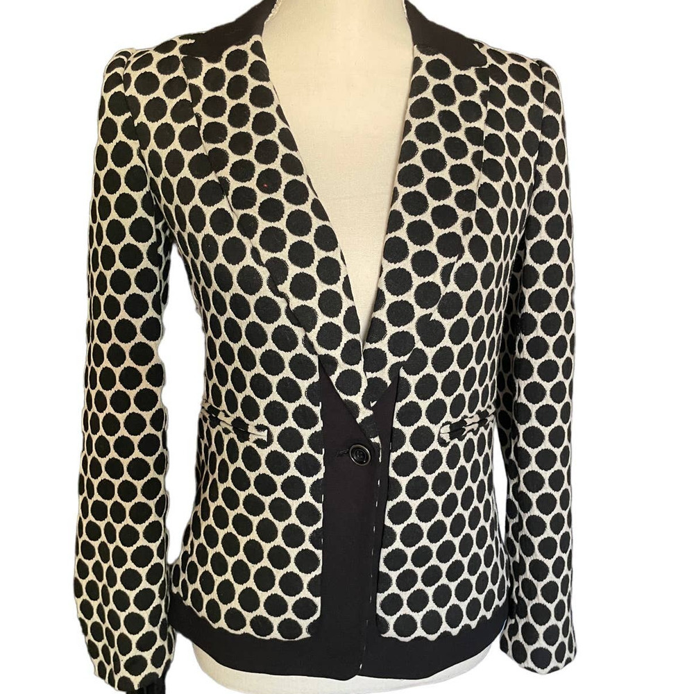 Leifnotes Womens Polka Dot Blazer Size 2 Black